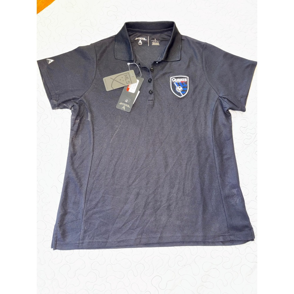 Antigua San Jose Earthquakes MLS Womens Legacy Pique Polo Shirt Black Large